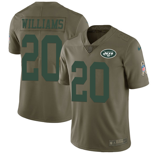 Nike Jets #20 Marcus Williams Olive Men's Stitched NFL Limited Salute to Service Jersey - Click Image to Close